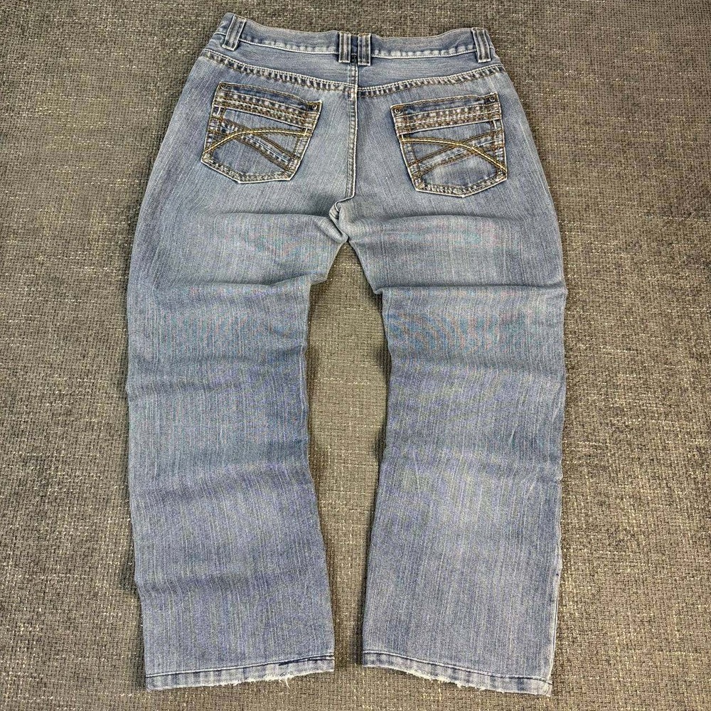Suko Denim Jeans Mens 34 Light Blue Y2K Straight Leg Contrast Stitch Skater